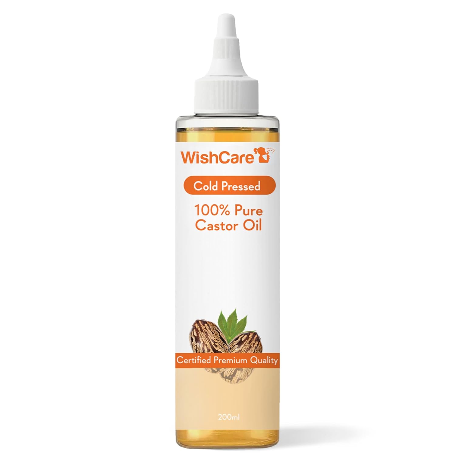 WishCare Cold Pressed Castor Oil For Hair, Skin, Nails, Eye Lash Virgin Grade 100% Natural 200ml