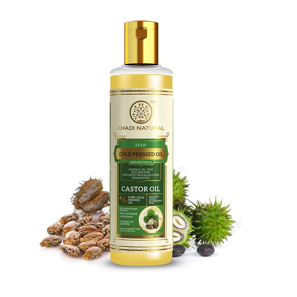Khadi Natural Castor Oil Natural Oil for Hair & Skin Care Helps Nourish Hair Roots, Improve Hair Texture & Maintain Skin Hydration