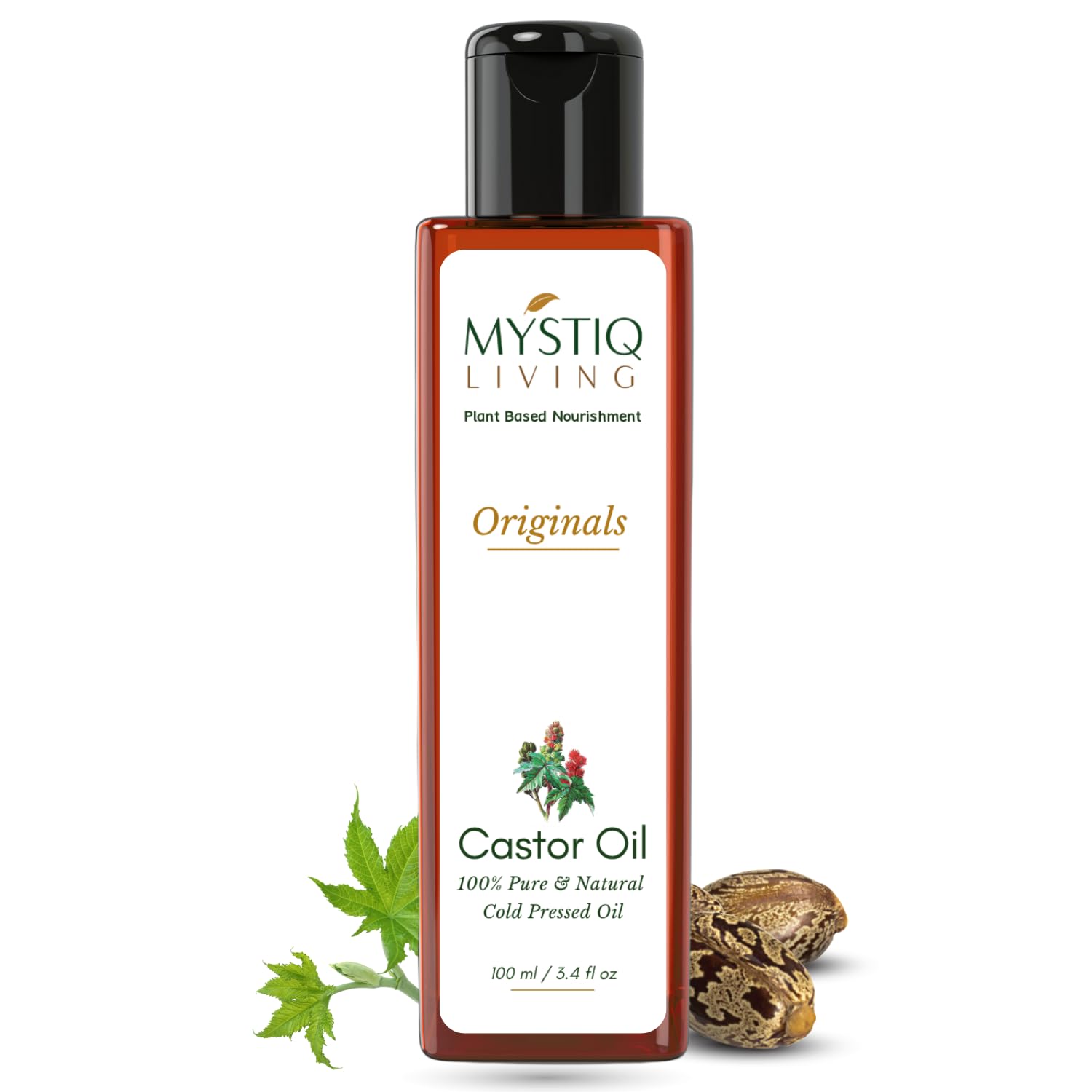 Mystiq Living Castor Oil for Hair Growth, Eyebrow Growth, Skin Care, Moisturising Dry Skin, Nails